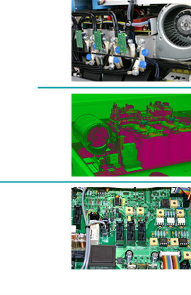 Bildcollage mit technischen Nahaufnahmen